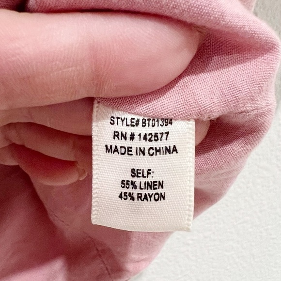 BLASHE Linen Pink Button Crop Top Size M - Picture 7 of 8